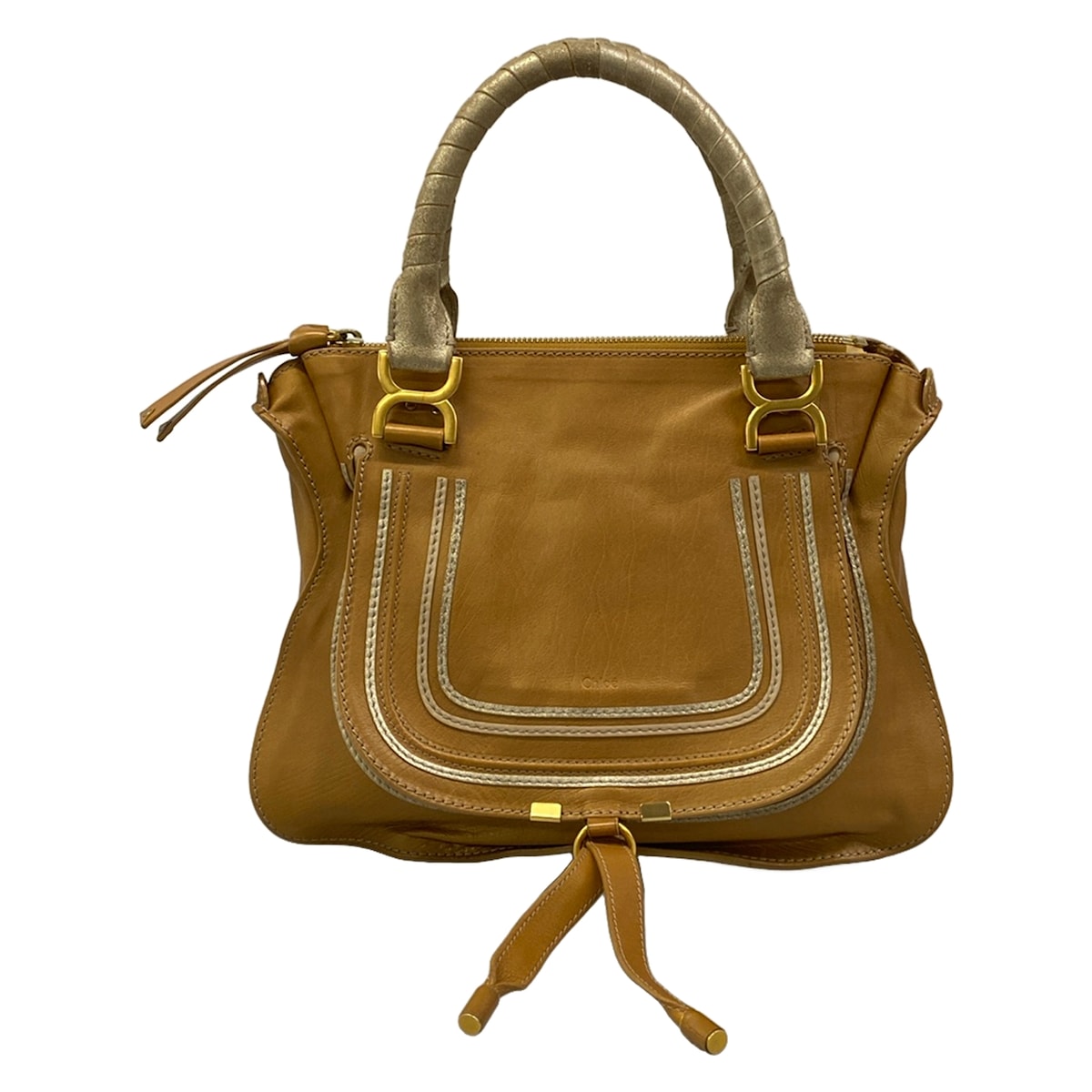 【新着】【中古】Chloe(クロエ) マーシーハンドバッグ ハンドバック 点火装置赤銅色×ゴールド×ベージュ なめし革