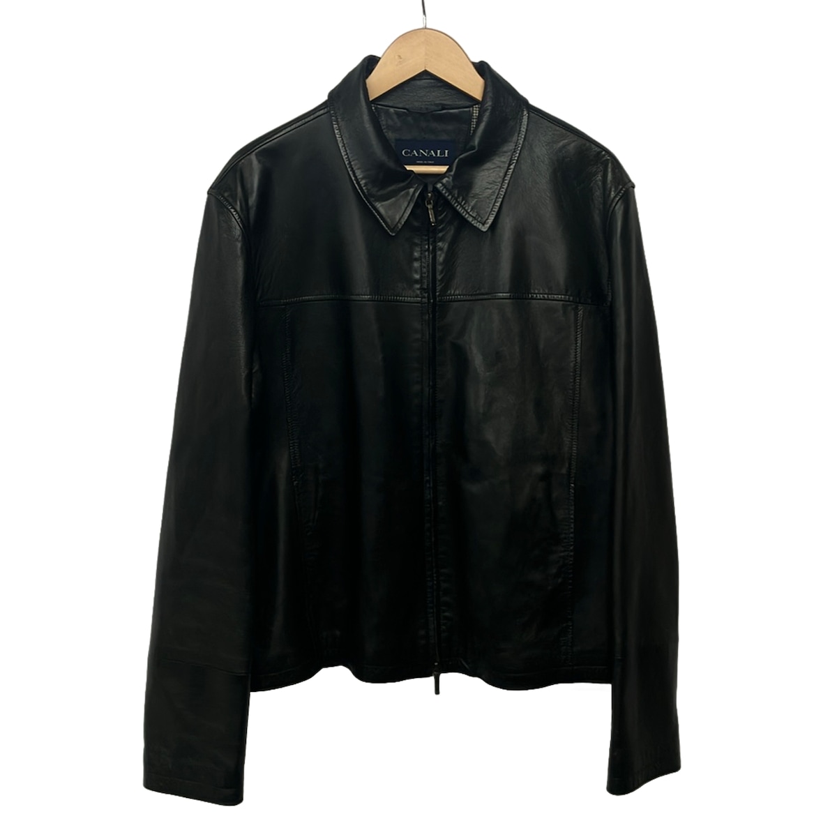 【新着】【中古】CANALI(カナーリ) 上衣 長袖/なめし革/ジップアップ/春/秋 黒
