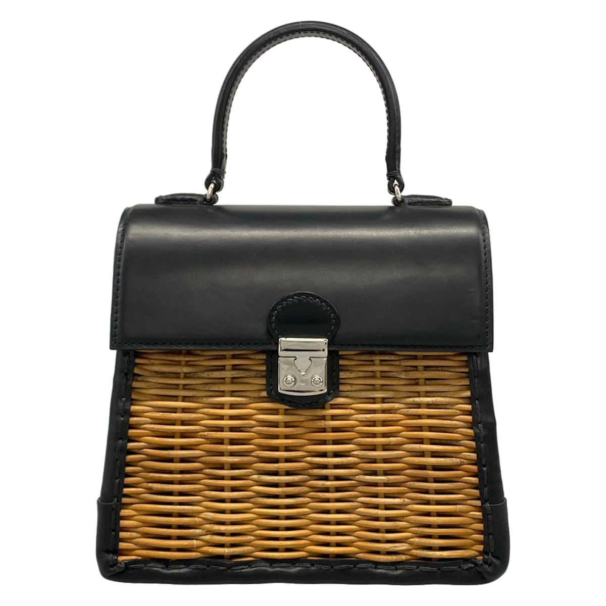 【新着】【中古】ebagos(エバゴス) カーフ・ハンドバッグ ハンドバック 点火装置赤銅色×黒 なめし革