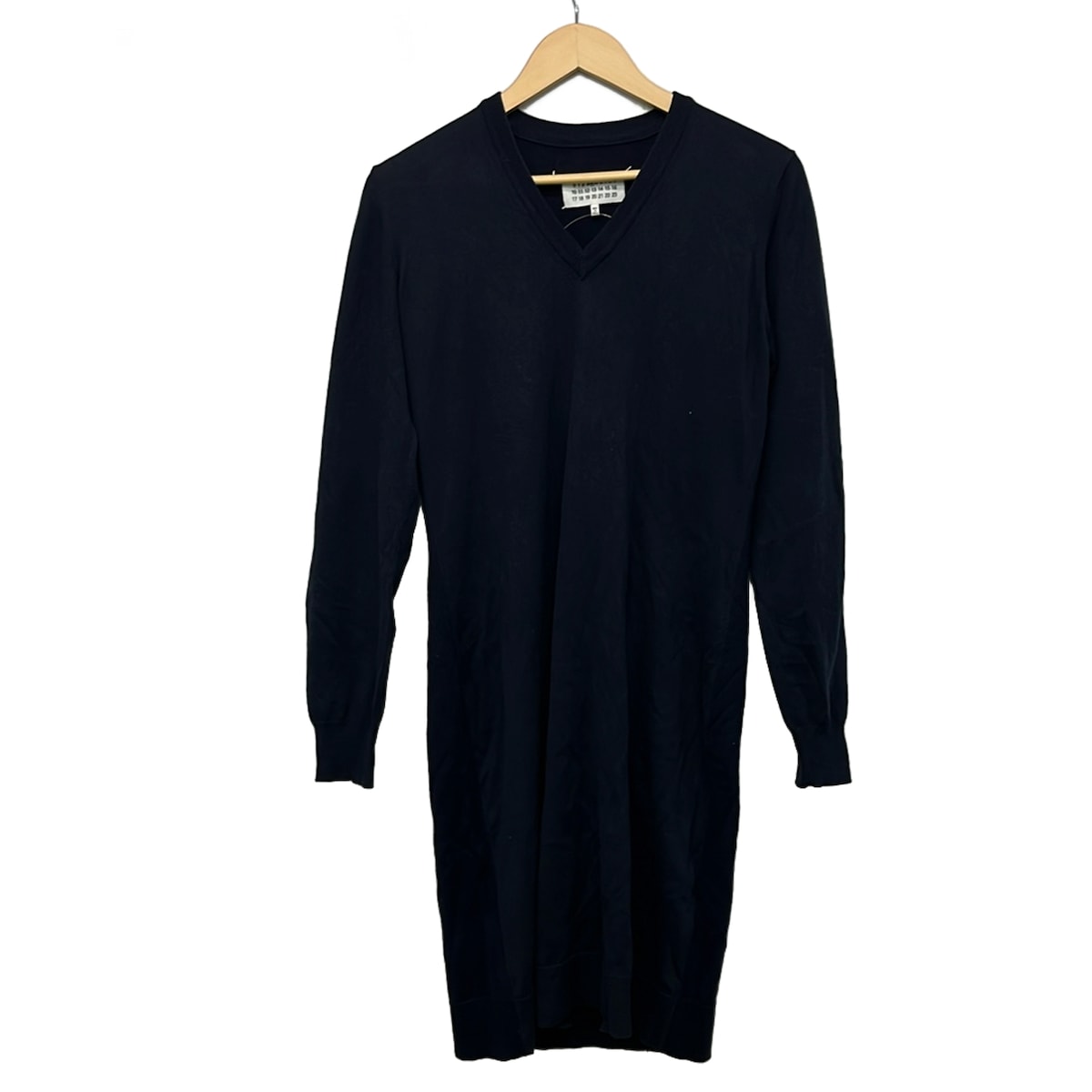 【新着】【中古】MARTIN MARGIELA(マルタンマルジェラ) 衣装 V素っ首/長袖/ひざ丈/編み物/エルボーパッチ ダークネイビー