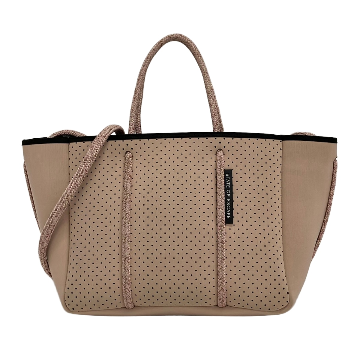 【中古】STATE OF ESCAPE(ステイトオブエスケープ) プティエスケープ ショルダーバッグ 2way/パンチング ブラッシュ(ピンクベージュ×黒)|ブランディア 店
