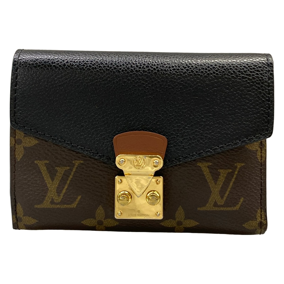 【中古】LOUIS VUITTON(ルイヴィトン) ポルトフォイユパラスコンパクト 3つ折り紙入れ ノワール なめし革