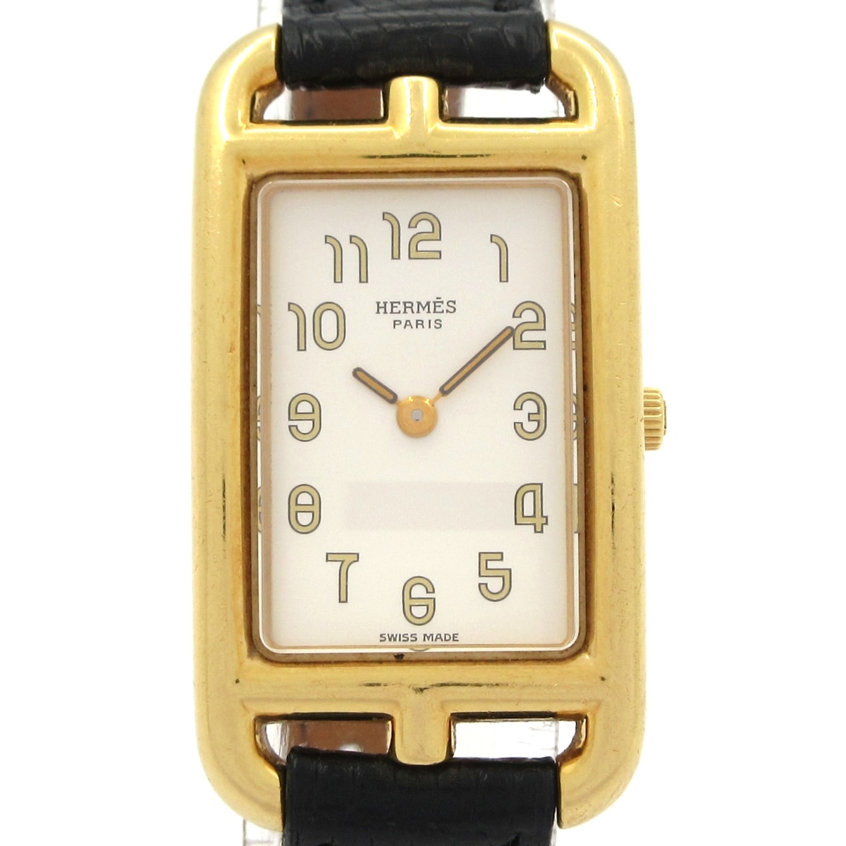 【新着】【中古】HERMES(エルメス) ナンタケット ウォッチ K18YG/革胴締め〇Z 白