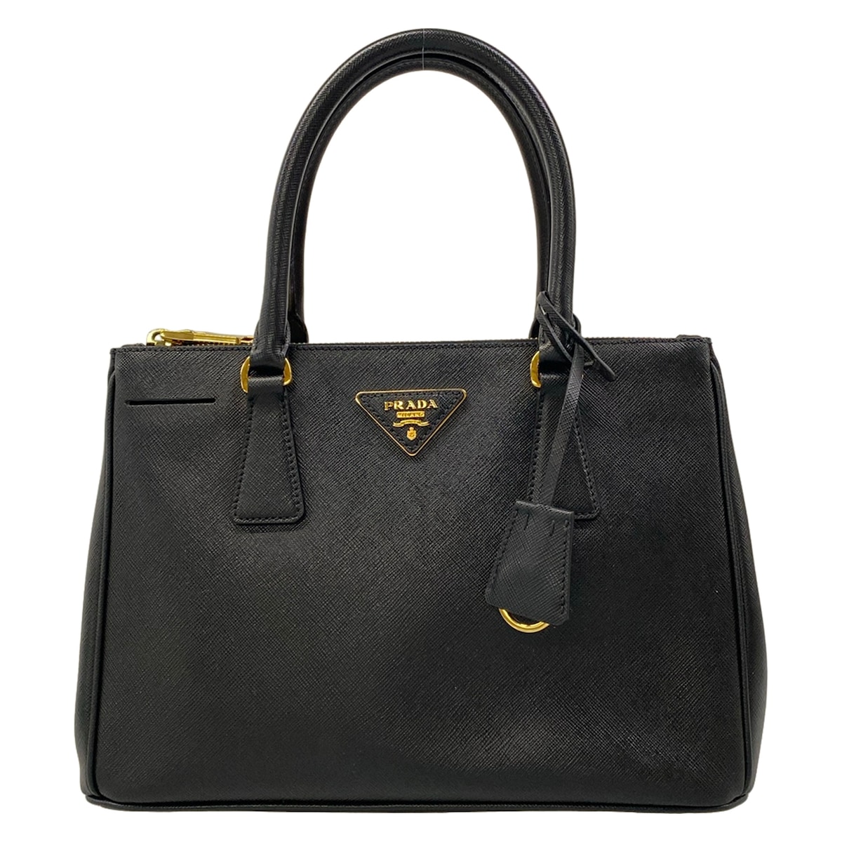 【中古】PRADA(プラダ) トートバッグ 黒×ゴールド
