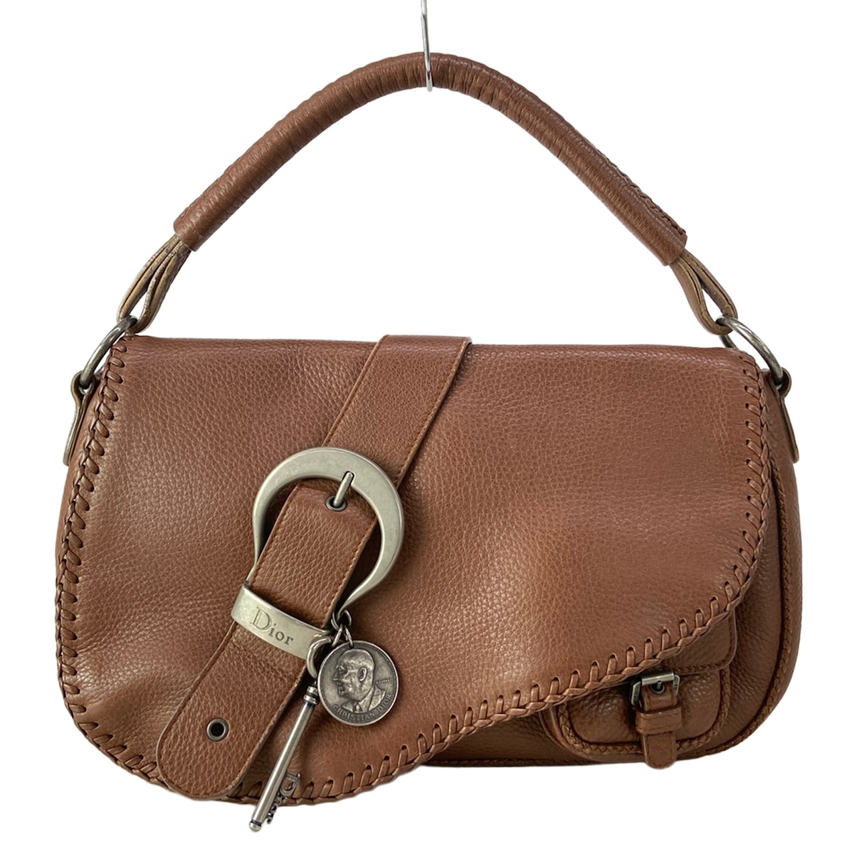 【新着】【中古】DIOR/ChristianDior(クリスチャンディオール/ディオール) ガウチョ ハンドバック 赤銅色 なめし革