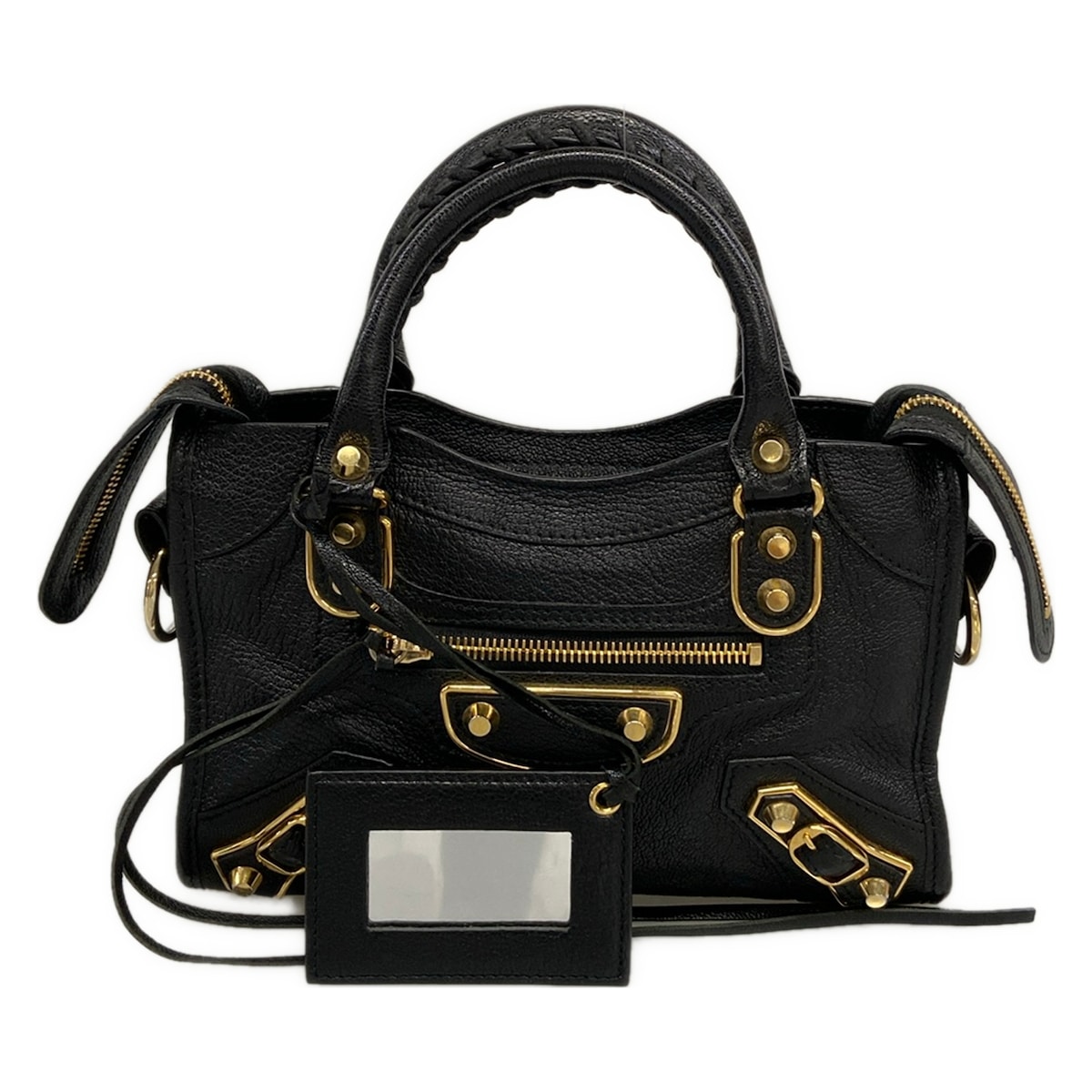 【中古】BALENCIAGA(バレンシアガ) クラシックメタリックエッジミニシティ ハンドバック 黒 なめし革