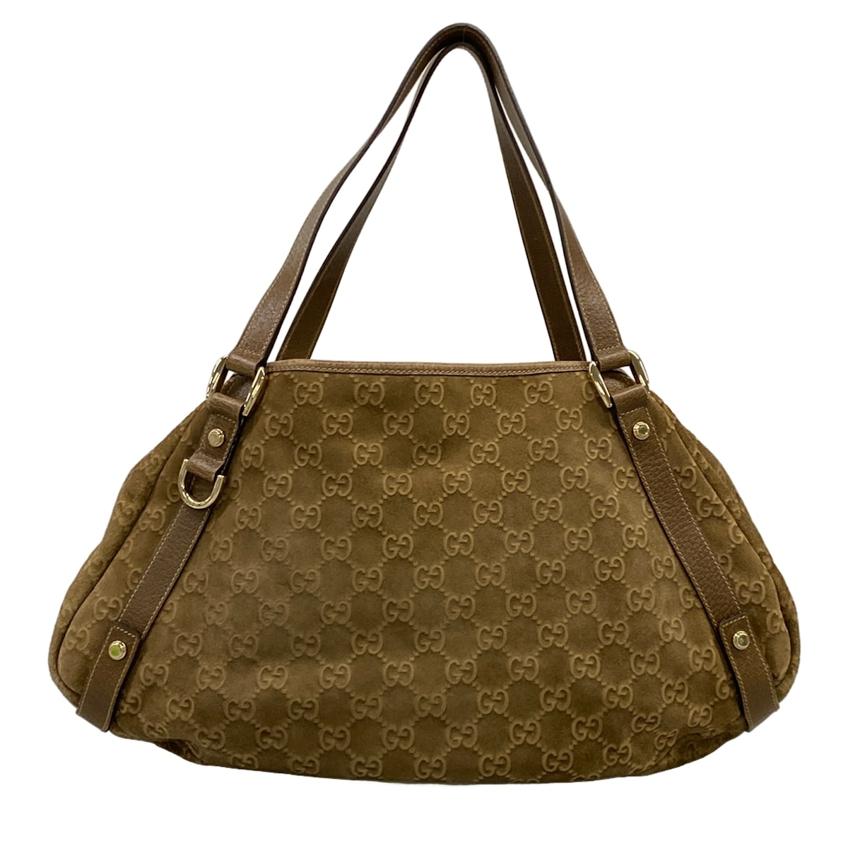 【新着】【中古】GUCCI(グッチ) アビー,シマ生産ライン トートバッグ 赤銅色×ベージュ なめし革