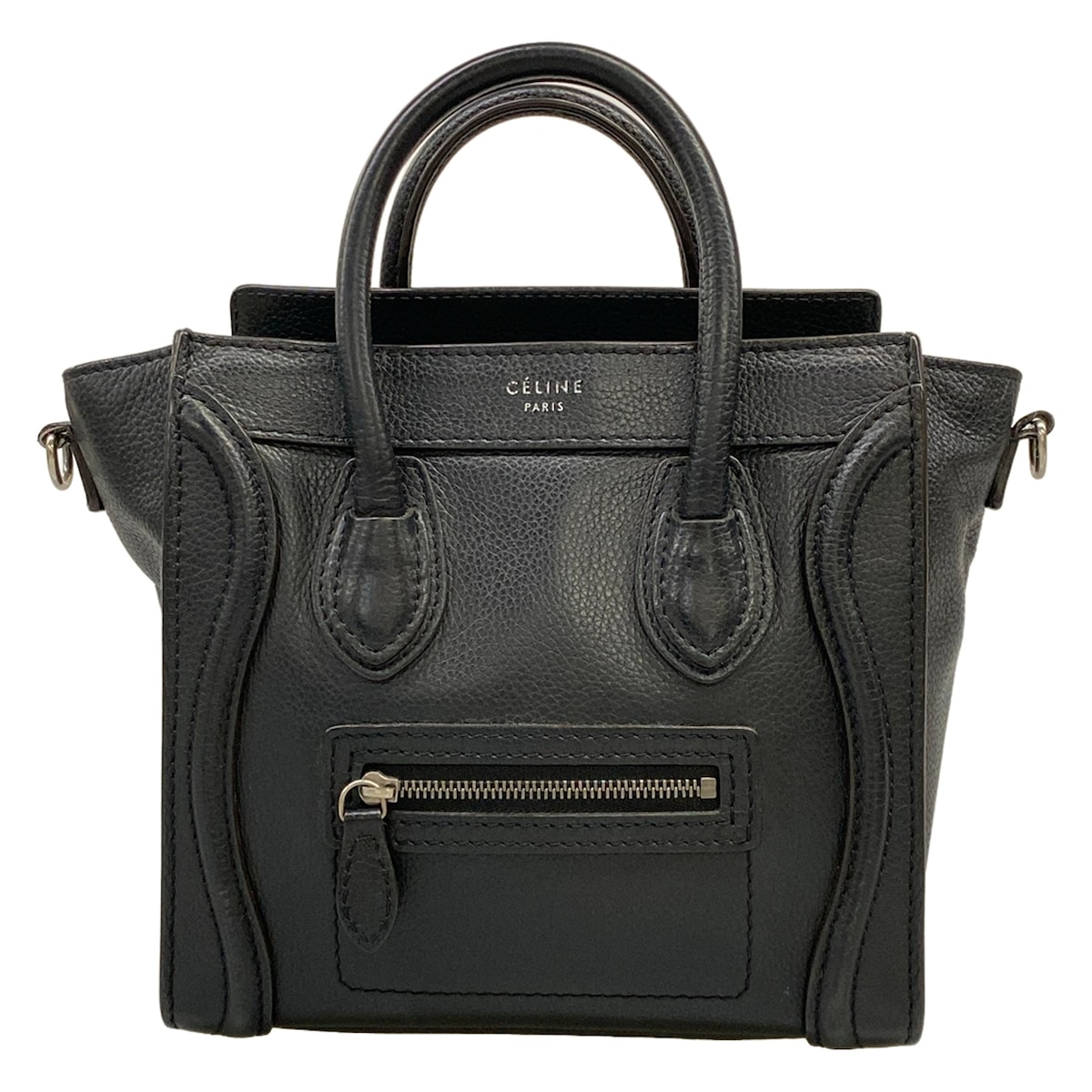 【新着】【中古】CELINE(セリーヌ) ラゲージナノショッパー ハンドバック 黒 なめし革