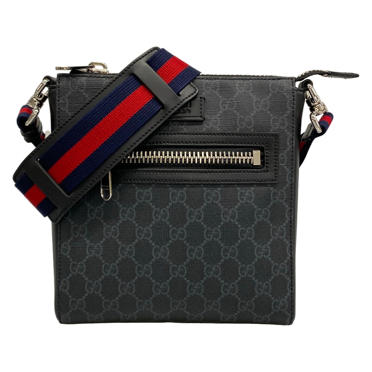 【新着】【中古】GUCCI(グッチ) GGつけ加える・GGスプリーム ショルダーバッグ 暗然たる薄墨色×黒×マルチ なめし革
