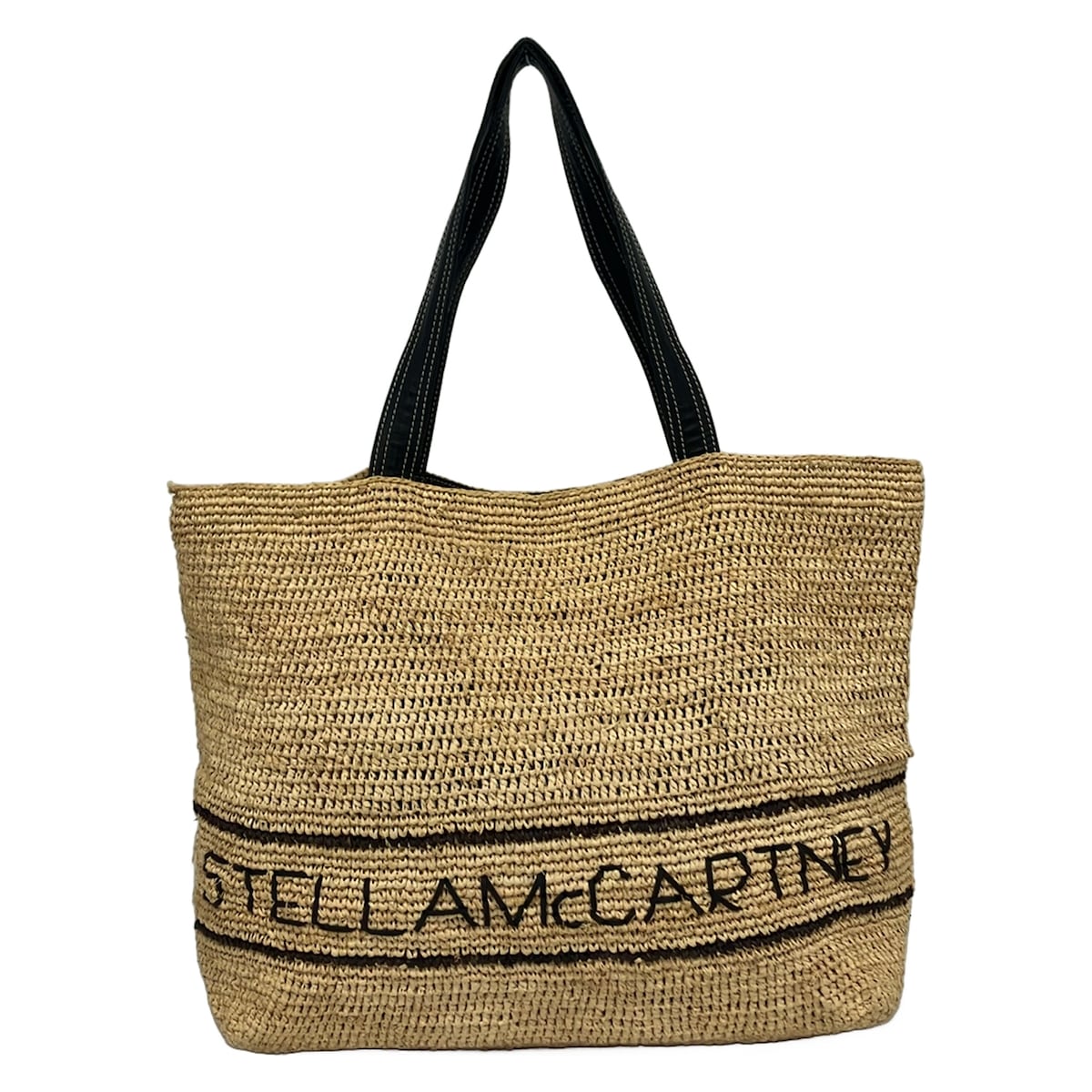 【新着】【中古】stellamccartney(ステラマッカートニー) トートバッグ かご御徒面子 ベージュ×黒