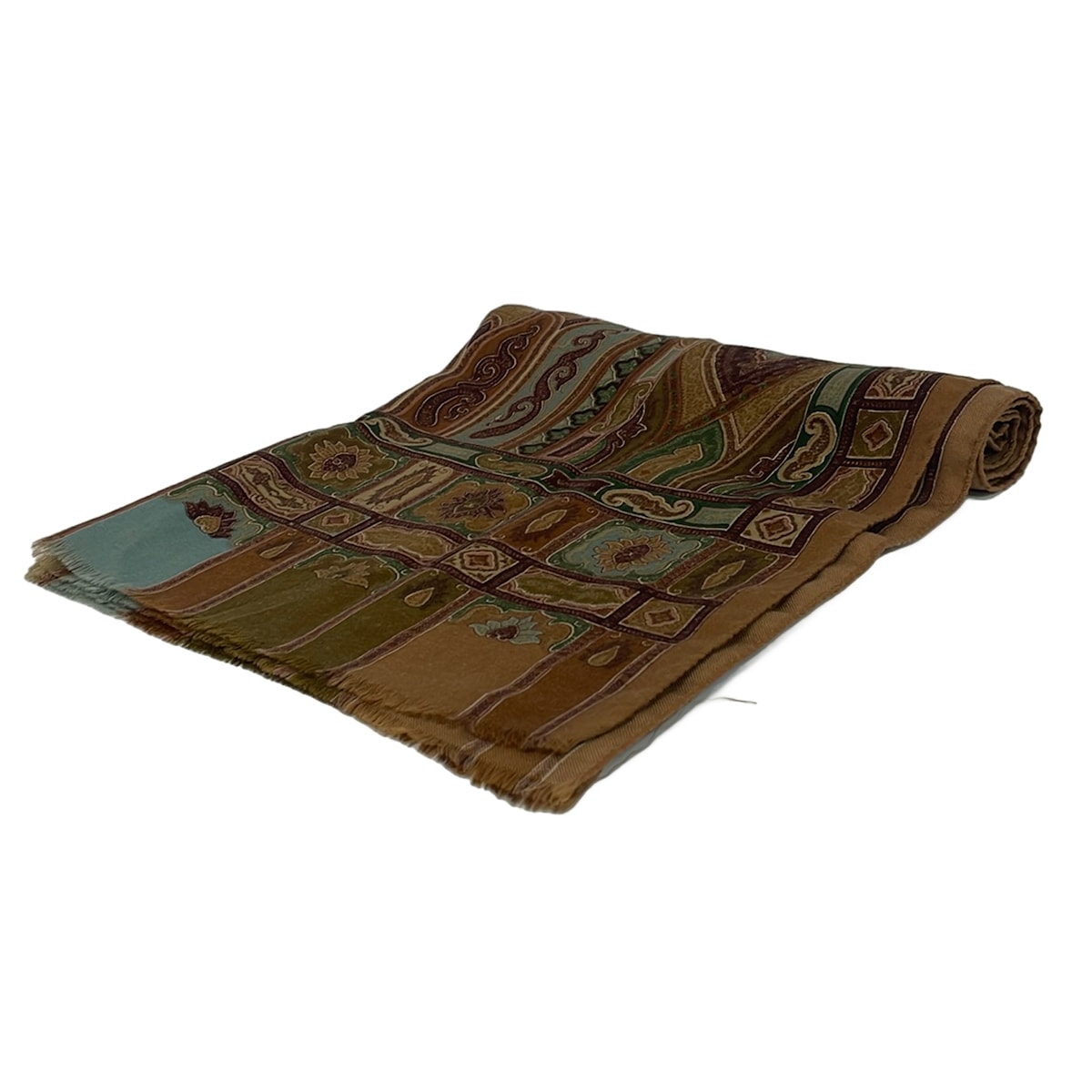 【新着】【中古】ETRO(エトロ) 袈裟(肩かけ) ペイズリー柄 点火装置赤銅色×暗然たる赤銅色×マルチ 羊毛、地絹