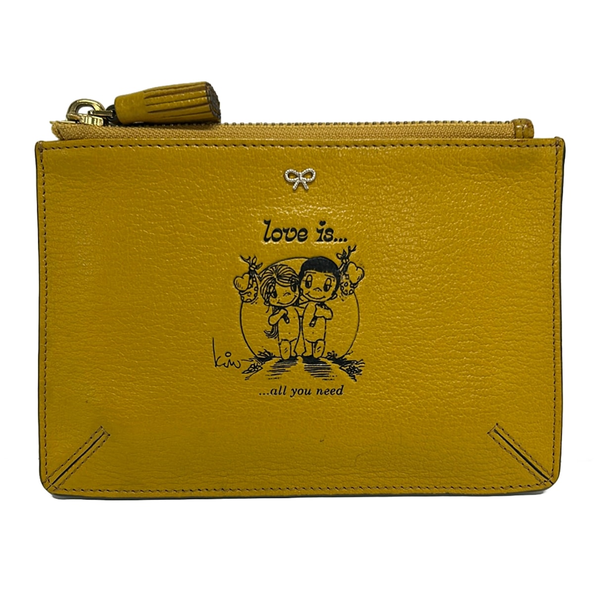 【新着】【中古】Anya Hindmarch(アニヤハインドマーチ) 合切袋 タッセル 洋芥子 なめし革