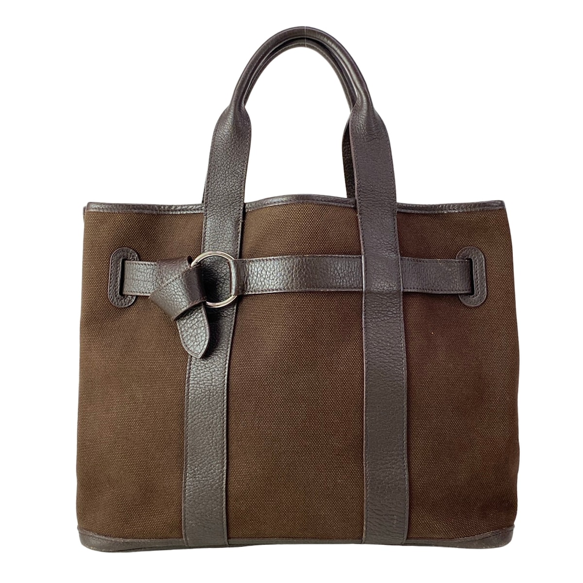 【新着】【中古】HERMES(エルメス) トートバッグ しろがね色金具 うす暗い赤銅色 なめし革