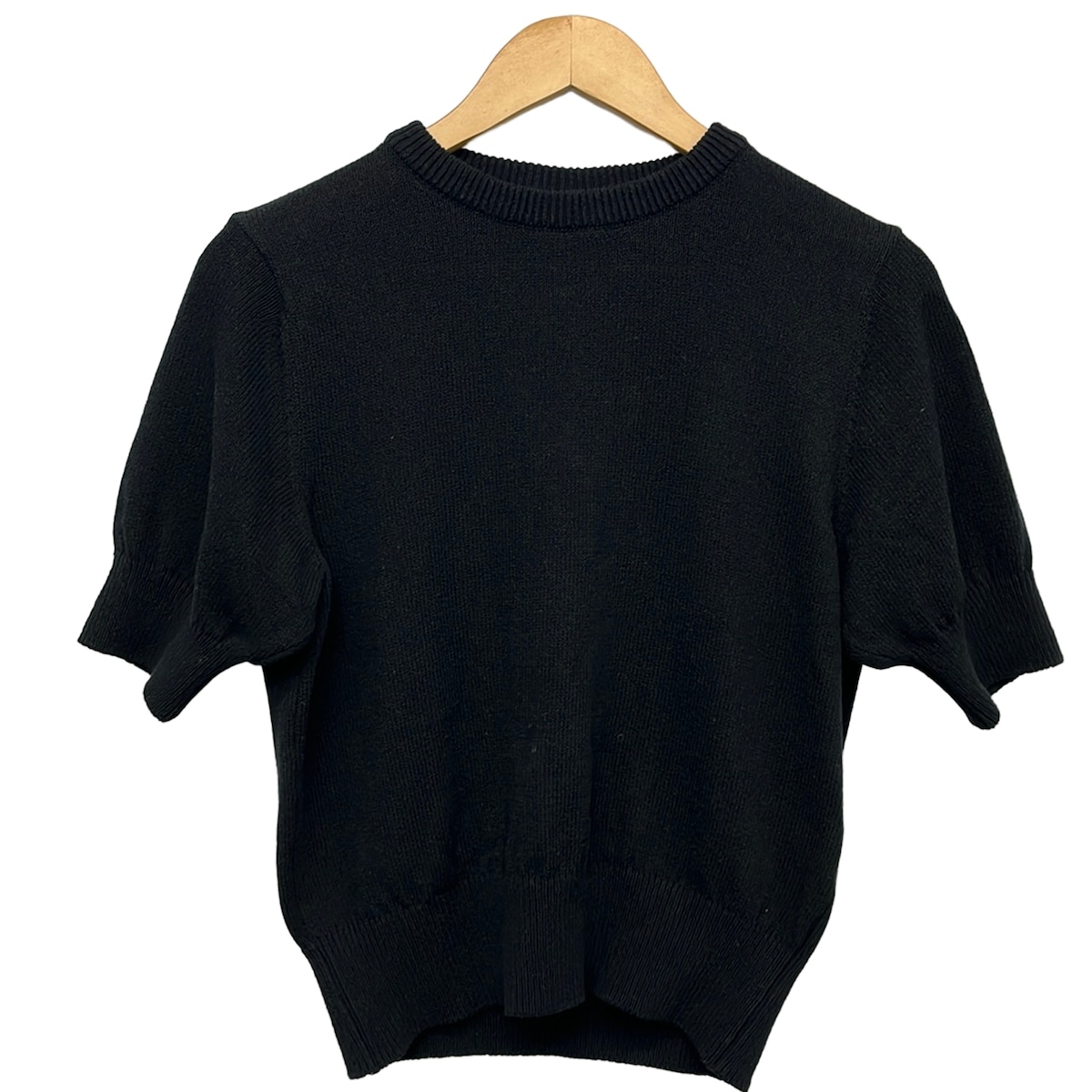 【新着】【中古】yori(ヨリ) 半袖プルオーバー 労働者の一団のど首/シュロの葉 黒