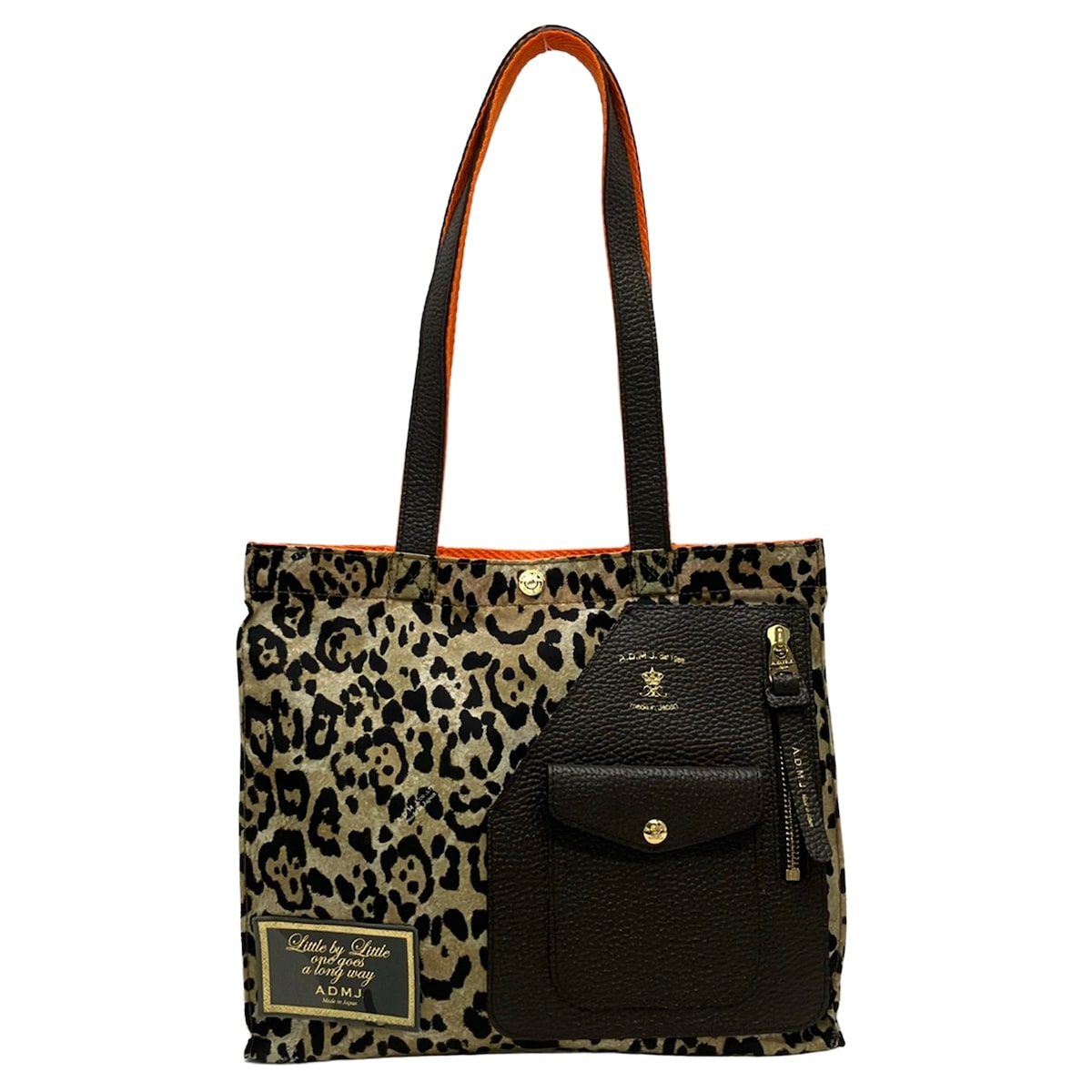 【新着】【中古】AccessoiresDeMademoiselle(ADMJ)(アクセソワ・ドゥ・マドモワゼル) トートバッグ 豹柄/Little by Little one goes a long way ベージュ×うす暗い赤銅色×マルチ なめし革