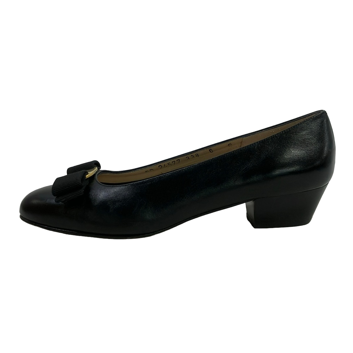 【新着】【中古】FERRAGAMO/SalvatoreFerragamo(サルバトーレフェラガモ) パンプス シュロの葉/ヴァラ 黒 なめし革