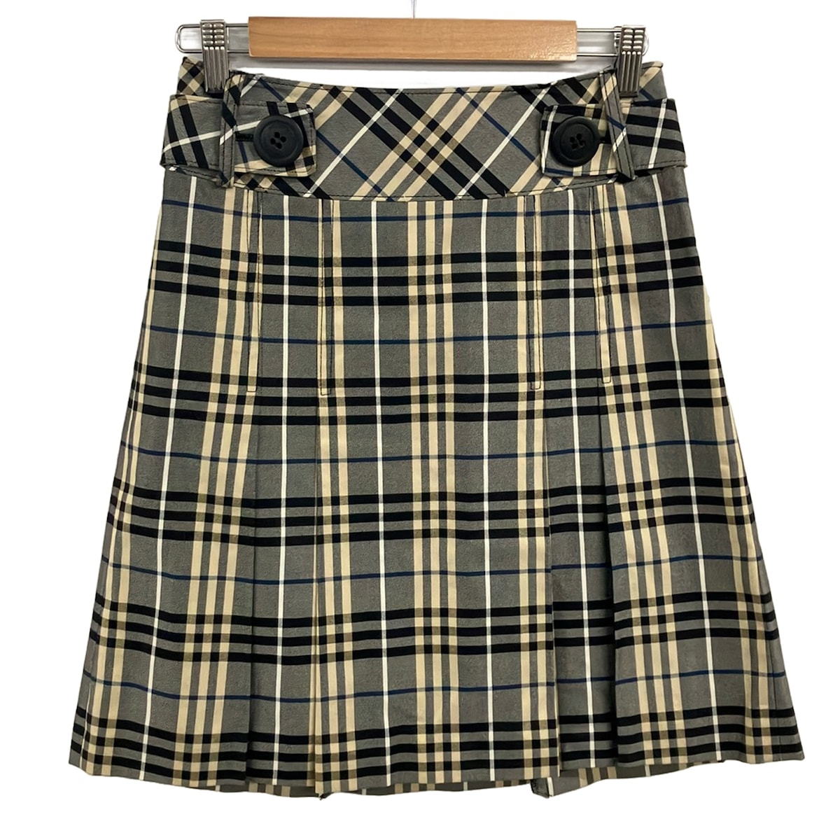 【中古】Burberry Blue Label(バーバリーブルーレーベル) スコート ひざ丈/照合のしるし柄 黒×ベージュ×マルチ