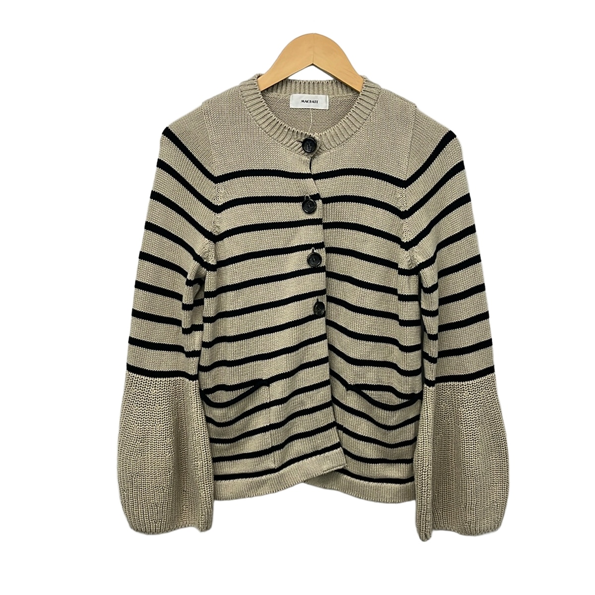 【中古】MACHATT(マチャット) ジレー 長袖/間借り人 薄墨色ベージュ×黒