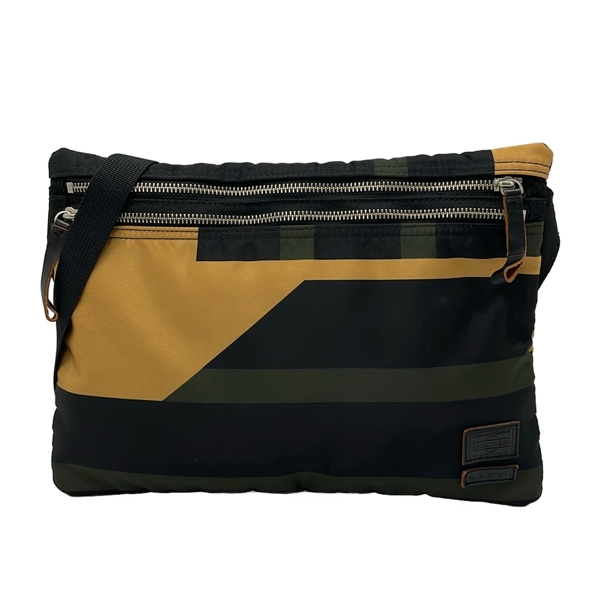 【中古】PORTER/吉田(ボーイ) ショルダーバッグ MARNI共同研究 黒×カーキ×黄色