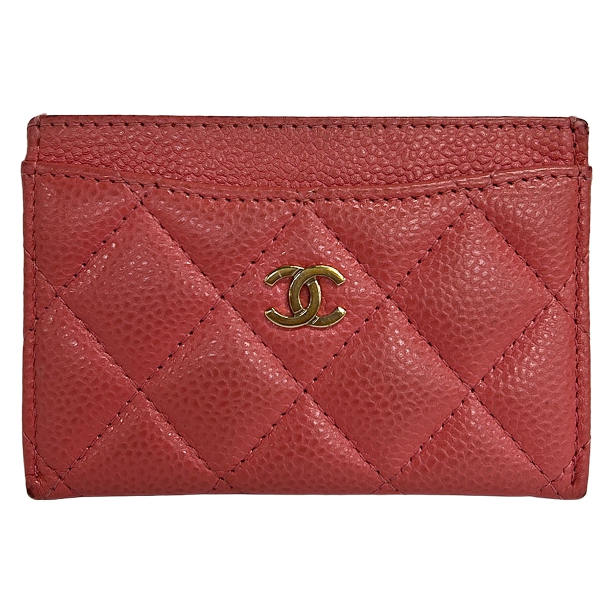 【中古】CHANEL(シャネル) マトラッセ 歌留多容れもの ゴールド金具 サクラ色