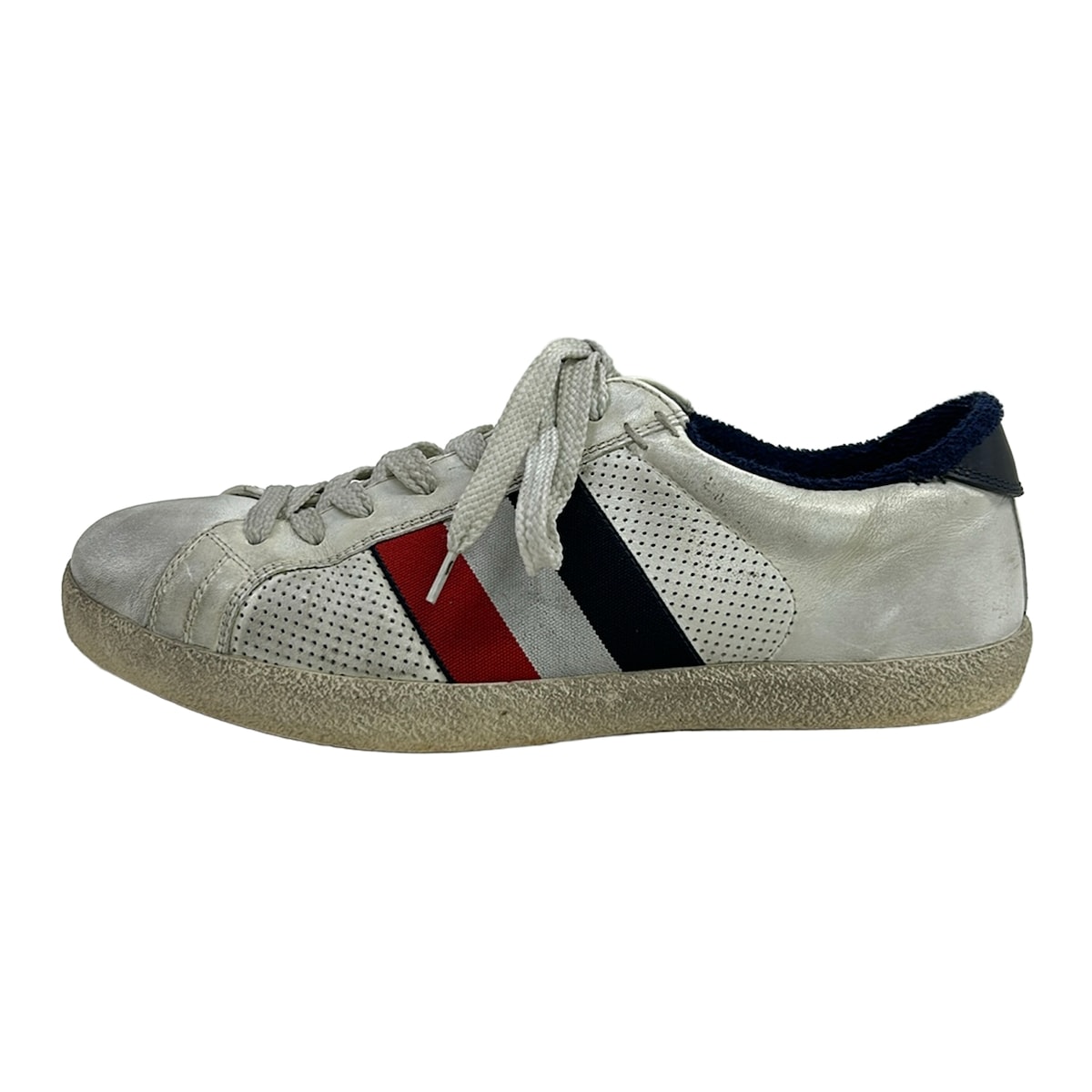 【中古】MONCLER(モンク線路) スニーカー インソール取りはらい可 白×赤いこと×マルチ なめし革