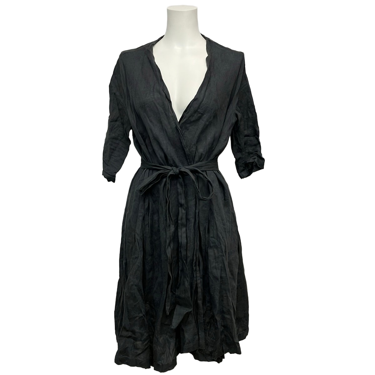 【新着】【中古】fog linen work/FLW(フォグリネンワーク) ジレー 七分袖/麻/ロング丈 暗然たる薄墨色
