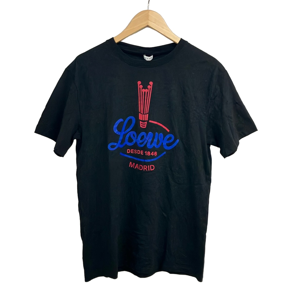 【新着】【中古】LOEWE(ロエベ) 半袖ティーシャツ 労働者の一団のど首 黒×米国海軍×赤いこと