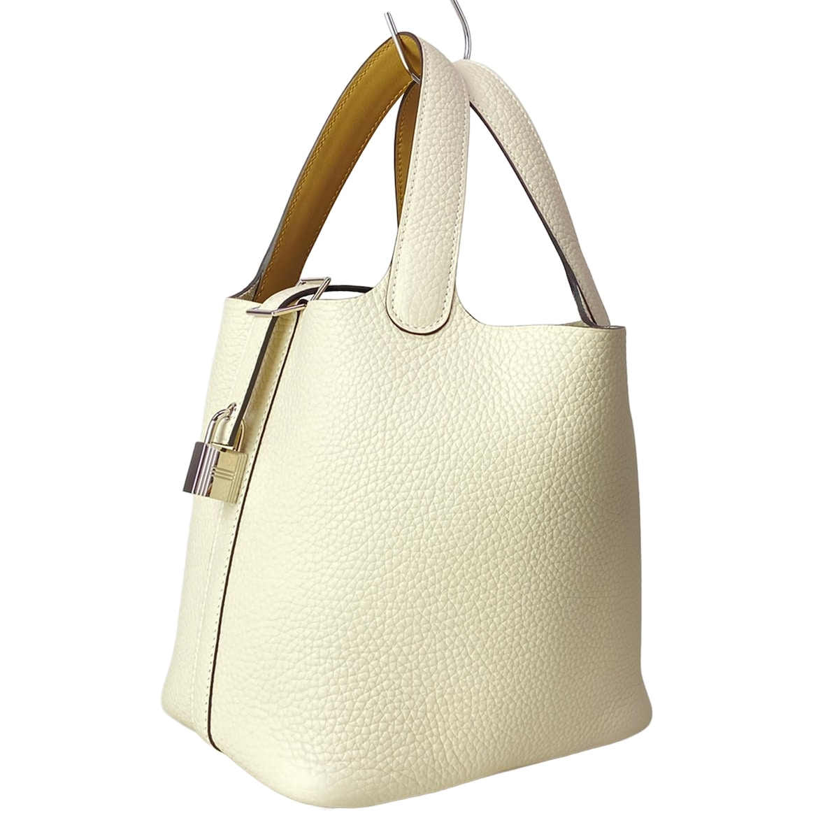 【新着】【中古】HERMES(エルメス) ピコタンロックエクラPM ハンドバック しろがね色金具 クレ×プシエール
