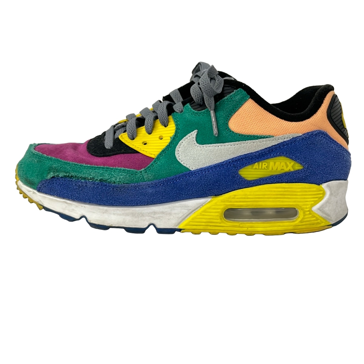 【新着】【中古】NIKE(ナイキ) 大気圏 マックス 90 QS バイオテック スニーカー 緑であること×サクラ色×黒