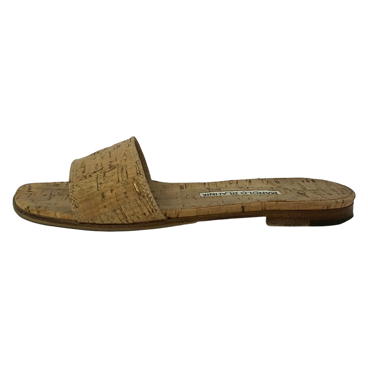 【新着】【中古】MANOLO BLAHNIK(マノロブラニク) ミュール ラメ/アウトソール張替済 ベージュ×うす暗い赤銅色×ゴールド