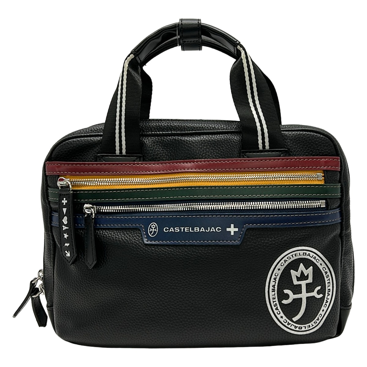 【新着】【中古】Castelbajac(カステルバジャック) ハンドバック 黒×赤いこと×マルチ