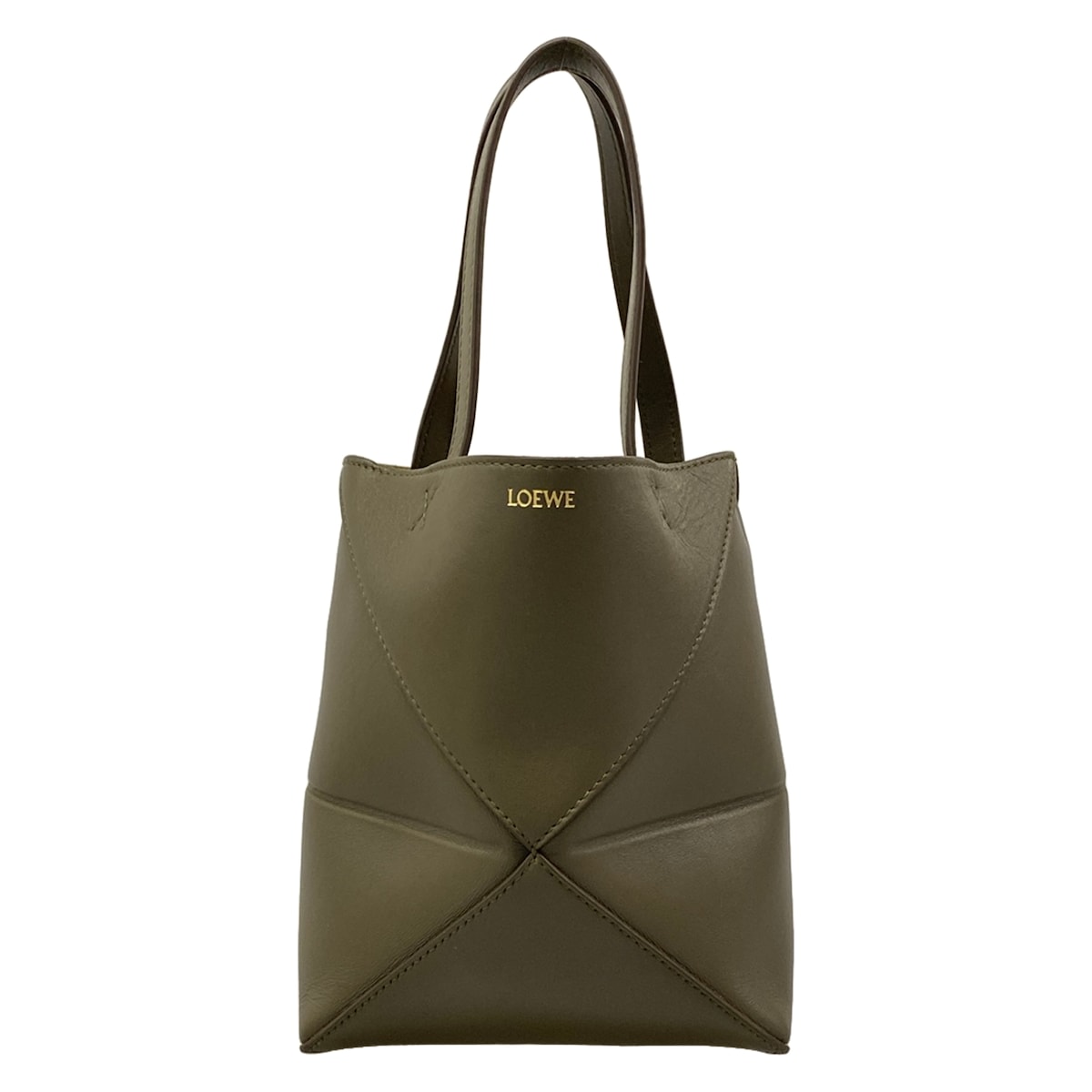【新着】【中古】LOEWE(ロエベ) パズルフォルド トート ミニ トートバッグ カーキ