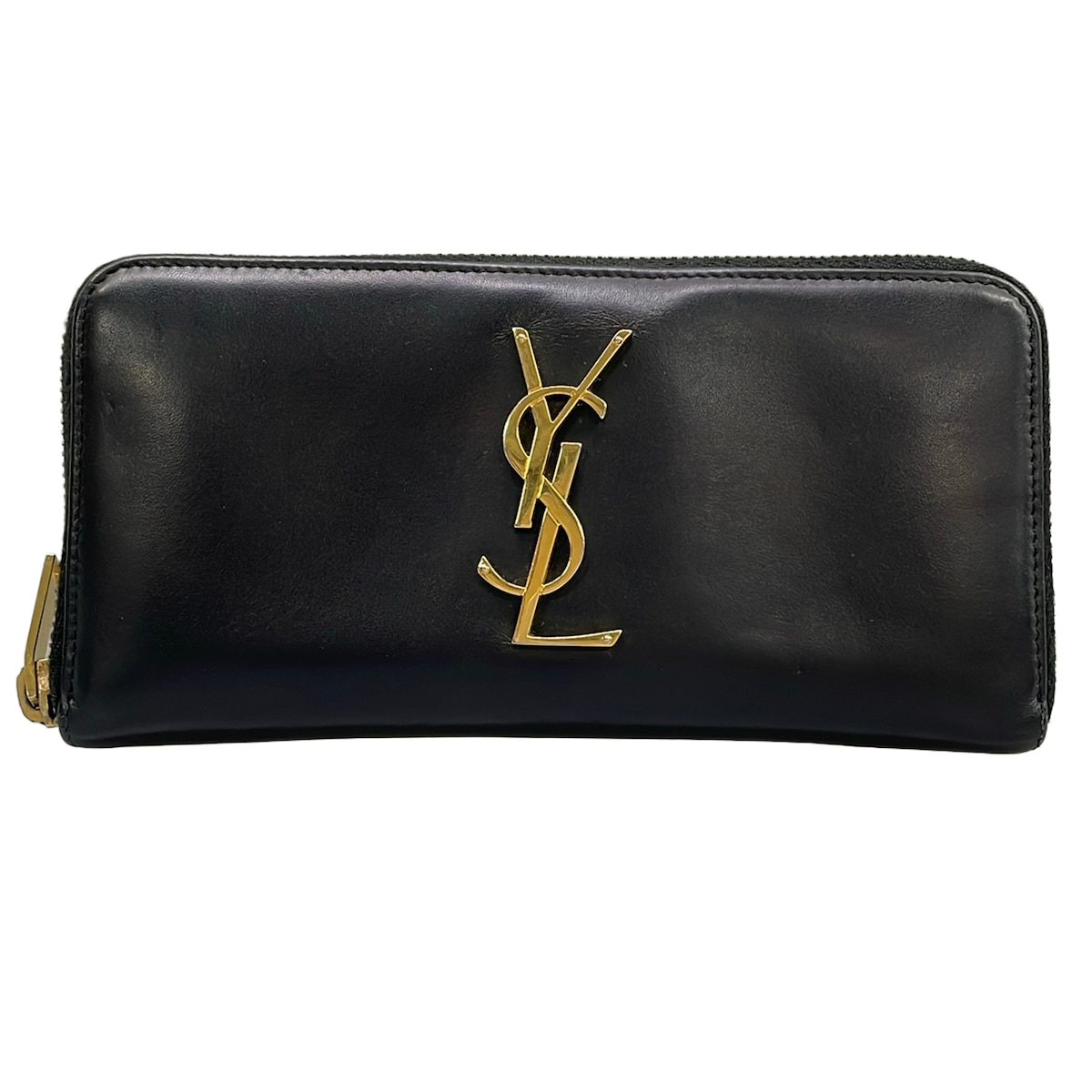 【新着】【中古】SAINT LAURENT PARIS(サンローランパリ) 長紙入れ ラウンドジッパー 黒 なめし革