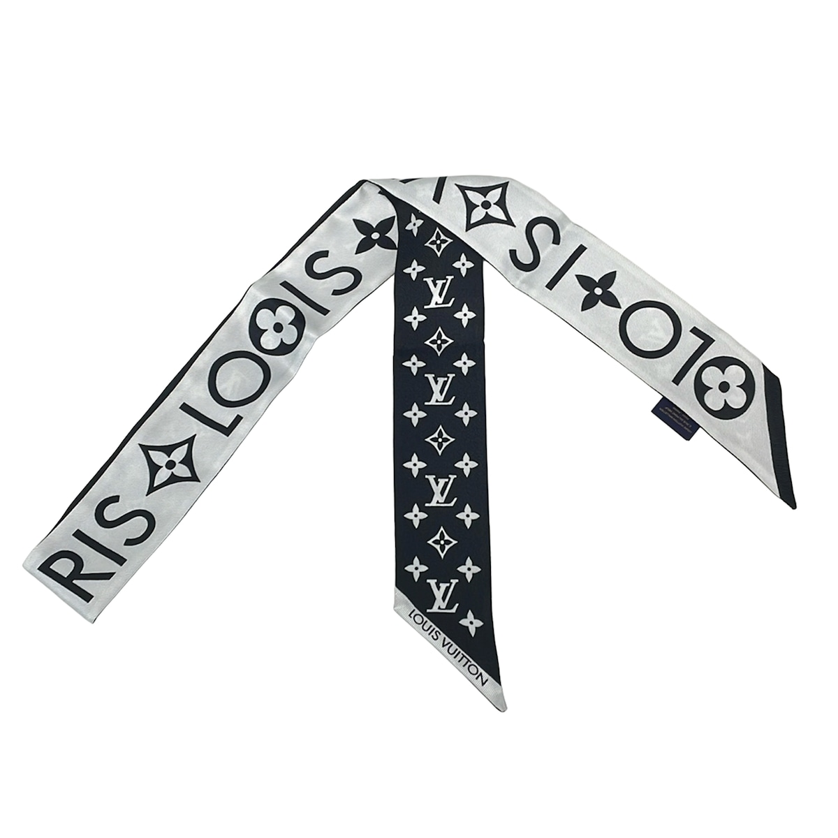 【新着】【中古】LOUIS VUITTON(ルイヴィトン) バンドーBB・モノグラム インフィニティ えり巻き シュロの葉えり巻き 白×黒