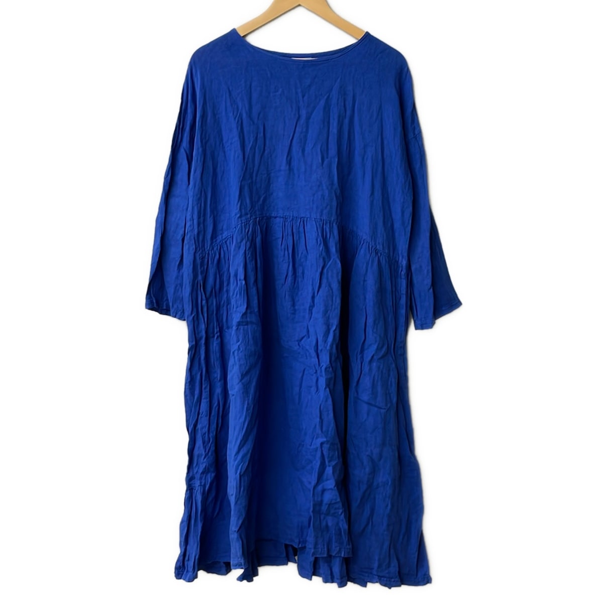 【中古】D-due H.P.FRANCE(デ・ドゥエ アッシュ・ペー・フランス) 衣装 労働者の一団のど首/長袖/ロング/麻 青色