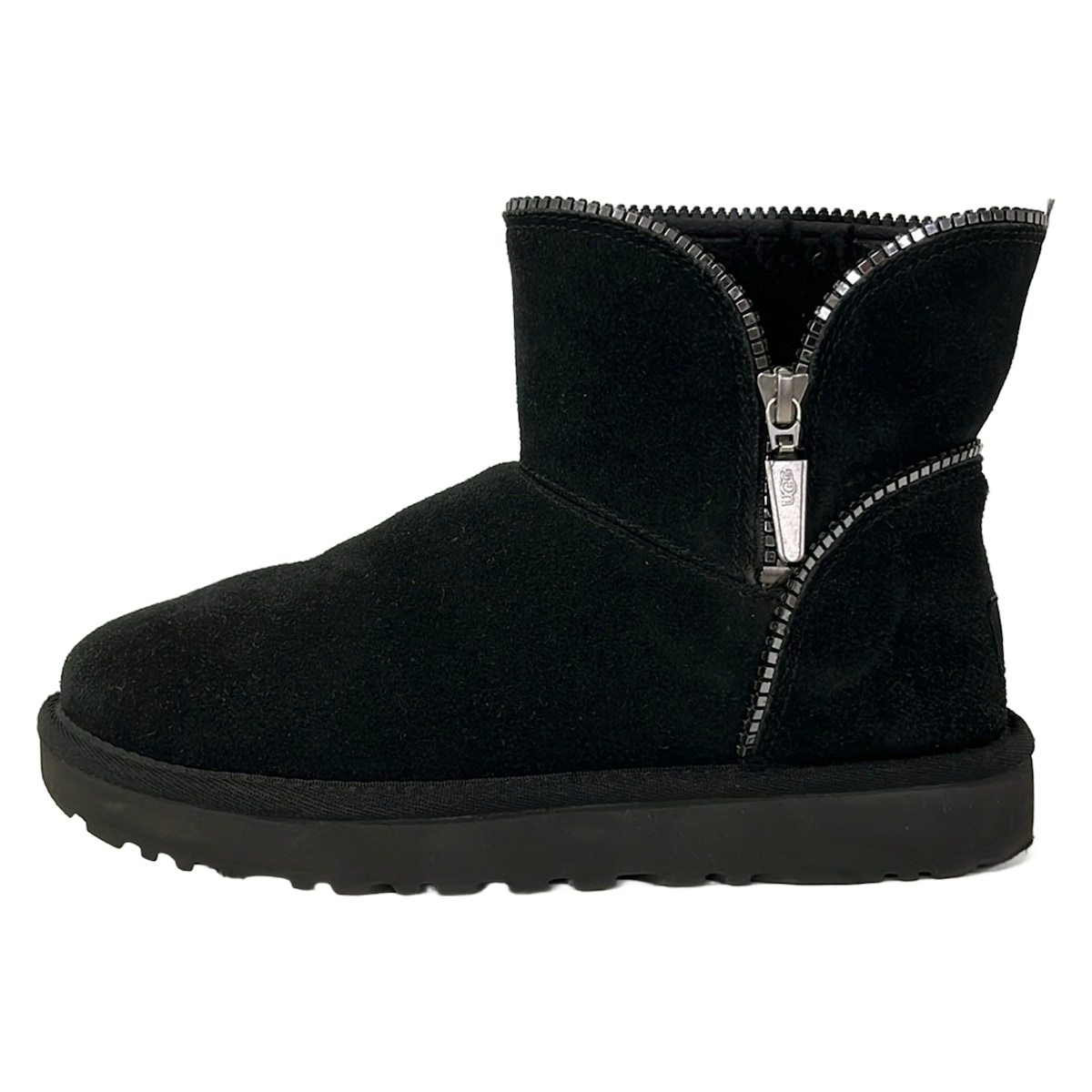 【新着】【中古】UGG(アグ) ミニフローレンス 遊撃手ブーツ ジップアップ 黒 羊肉