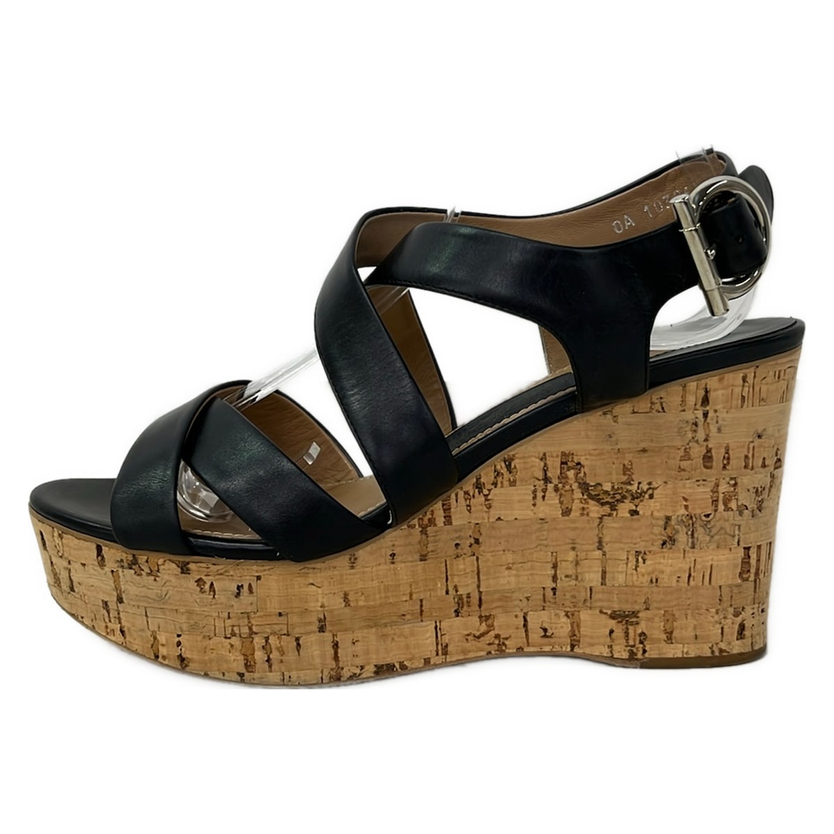 【新着】【中古】FERRAGAMO/SalvatoreFerragamo(サルバトーレフェラガモ) ガンチーニ サンダル ウェッジソール 黒 なめし革