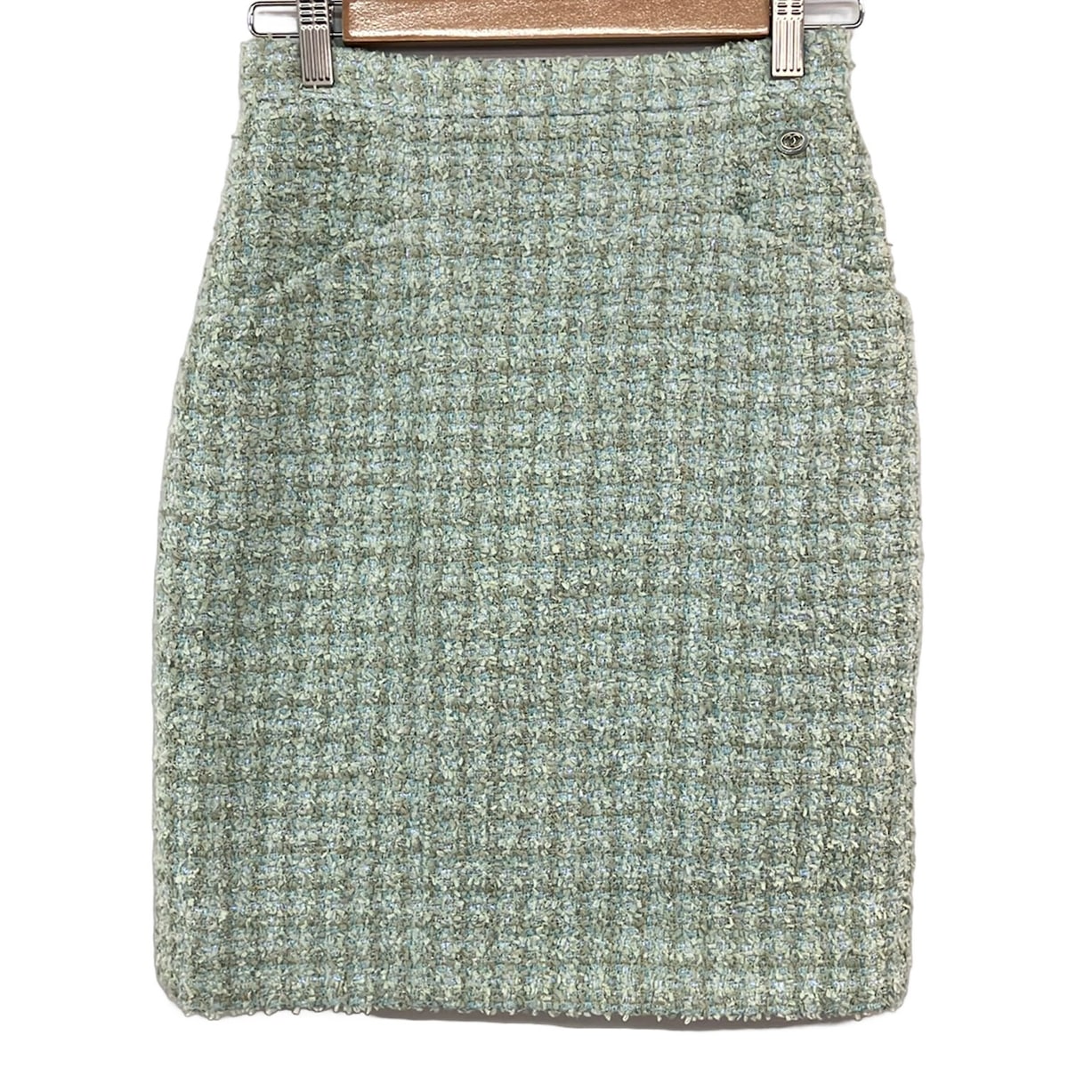【新着】【中古】CHANEL(シャネル) スコート ひざ丈/2020年/ツィード/ラメ ともし火青碧
