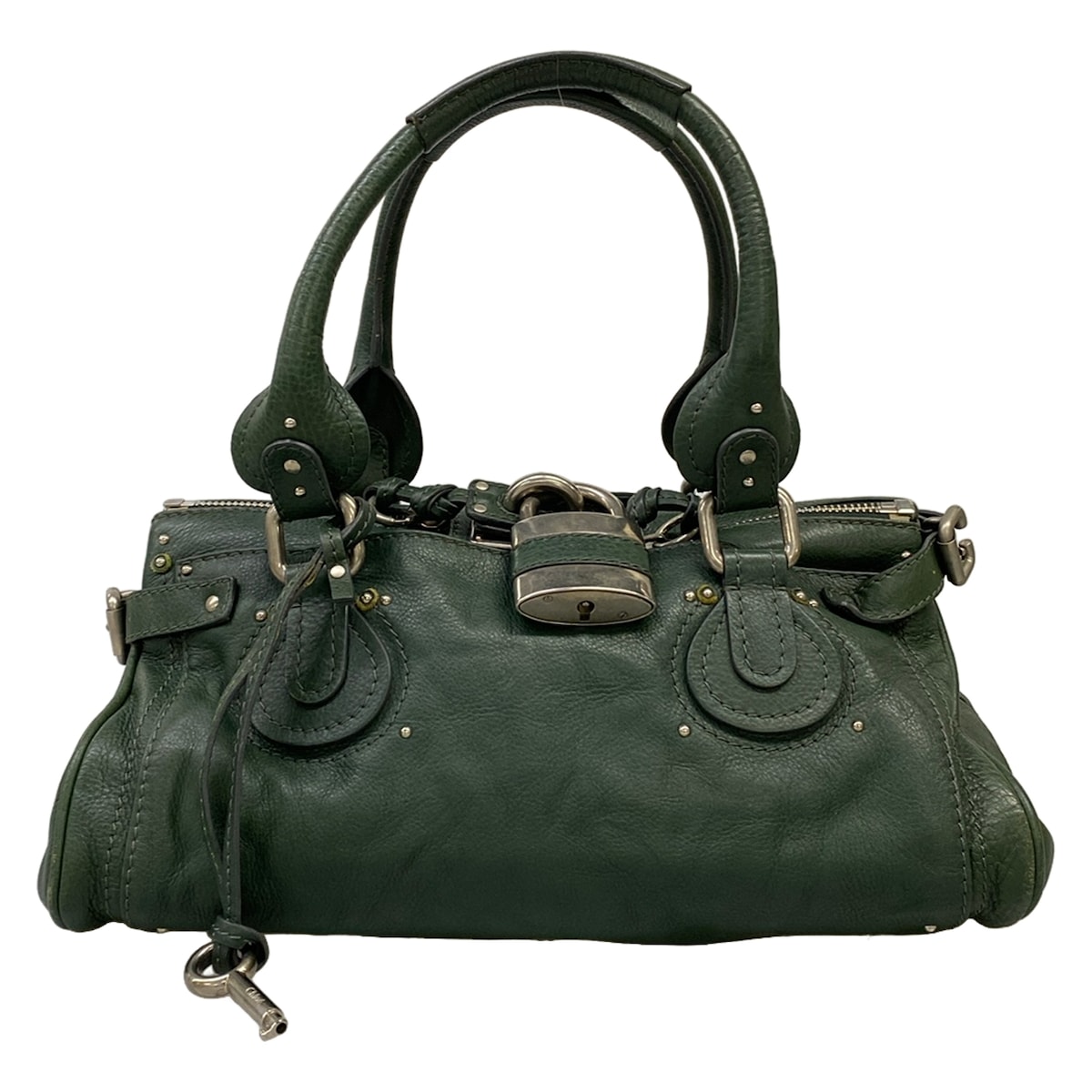 【中古】Chloe(クロエ) パディントン ハンドバック 暗然たる緑であること なめし革