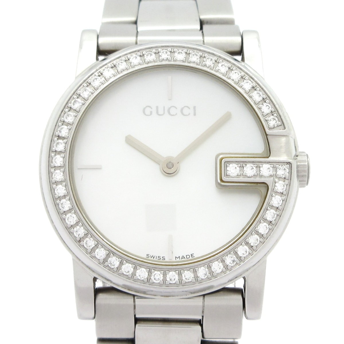 【新着】【中古】GUCCI(グッチ) G御覧なさる ウォッチ SS/ダイヤベゼル/外殻文字記号盤 白いこと外殻