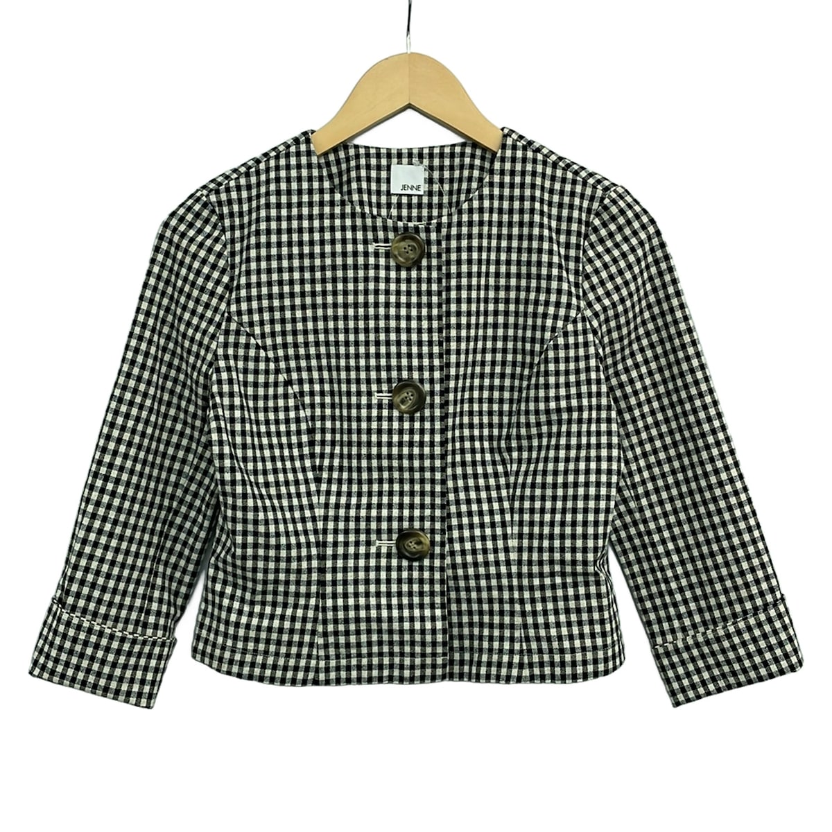【新着】【中古】JENNE(ジェンヌ) 上衣 長袖/ギンガム照合のしるし/春/秋 象牙色×黒