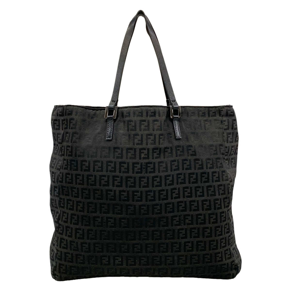 【新着】【中古】FENDI(フェンディ) ズッキーノ柄 トートバッグ 黒 なめし革