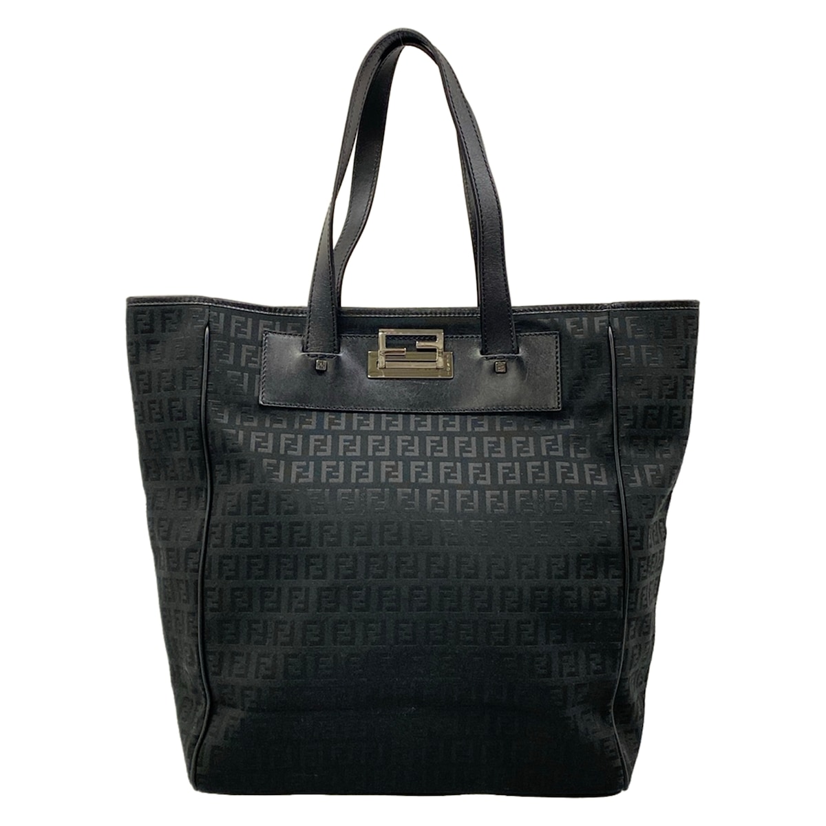 【新着】【中古】FENDI(フェンディ) ズッキーノ柄 トートバッグ 黒 なめし革