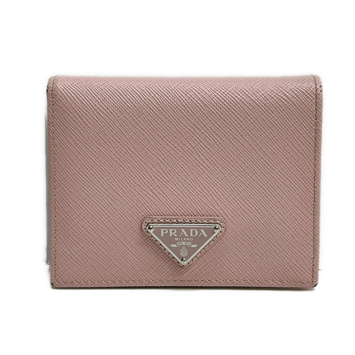 【新着】【中古】PRADA(プラダ) 2つ折り紙入れ ともし火さくら色 なめし革