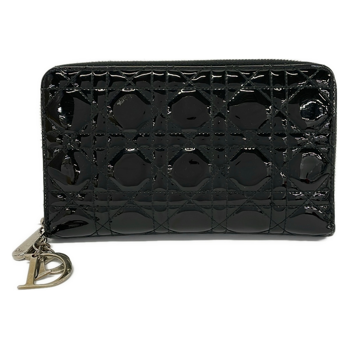 【新着】【中古】DIOR/ChristianDior(クリスチャンディオール/ディオール) レディディオール 長紙入れ ラウンドジッパー 黒 なめし革