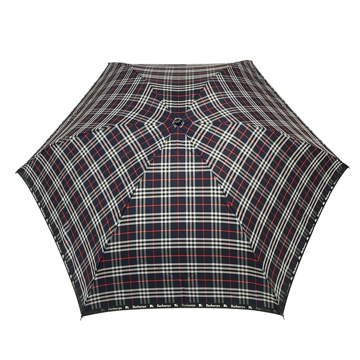 【新着】【中古】Burberry\u0027s(バーバリーズ) 折りたたみ傘 読み合わせる柄 ダークネイビー×白×赤いこと