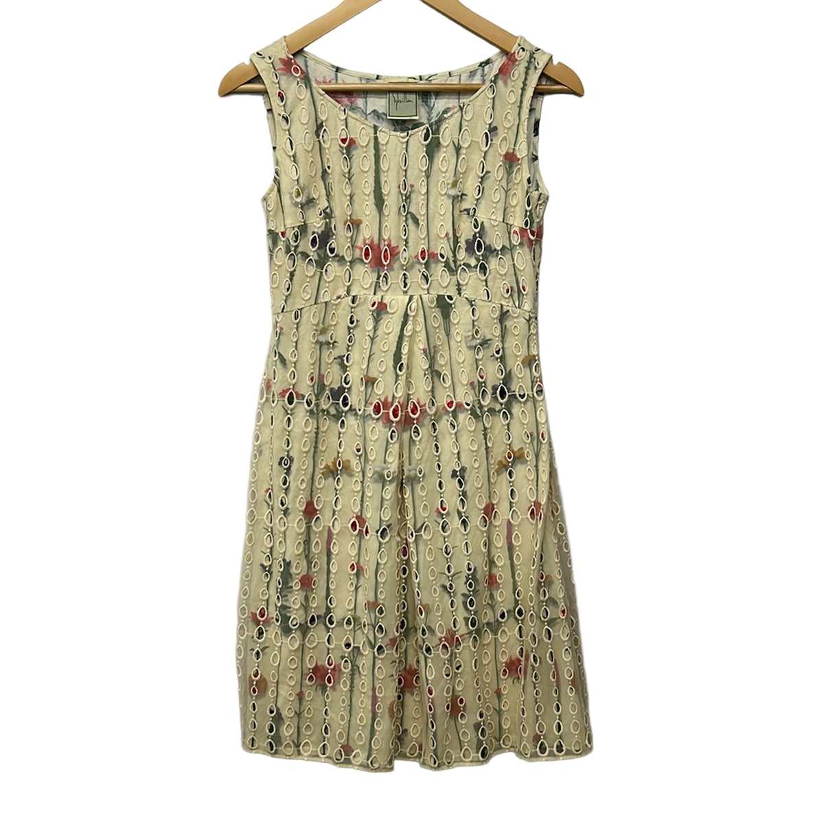 【新着】【中古】Sybilla(シ散らし広告) 衣装 ノースリーブ/ひざ丈/メッシュ/御花(花) 象牙色×赤いこと×マルチ