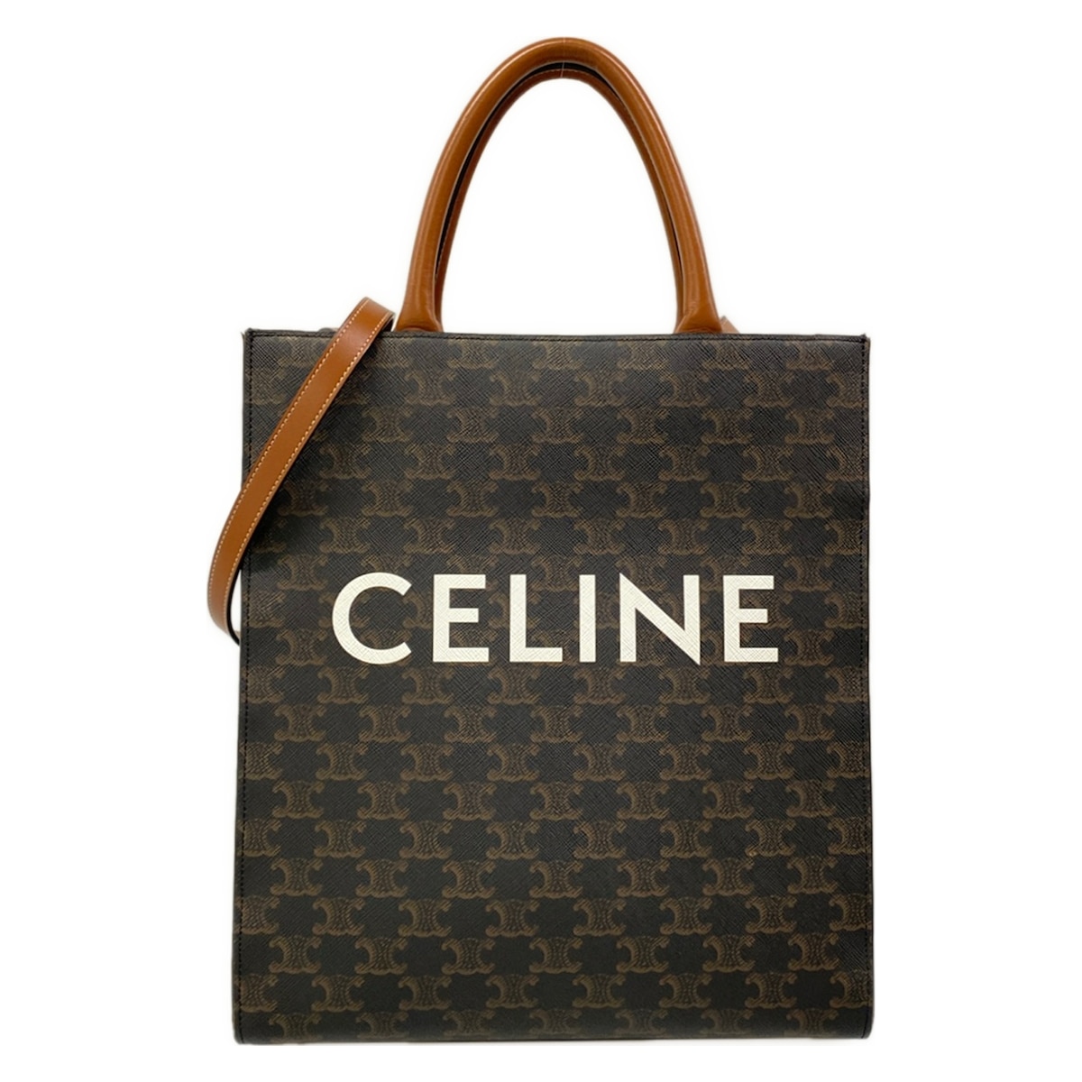 【新着】【中古】CELINE(セリーヌ) スモール バーティカル 河馬 トートバッグ 暗然たる赤銅色×黒×マルチ なめし革