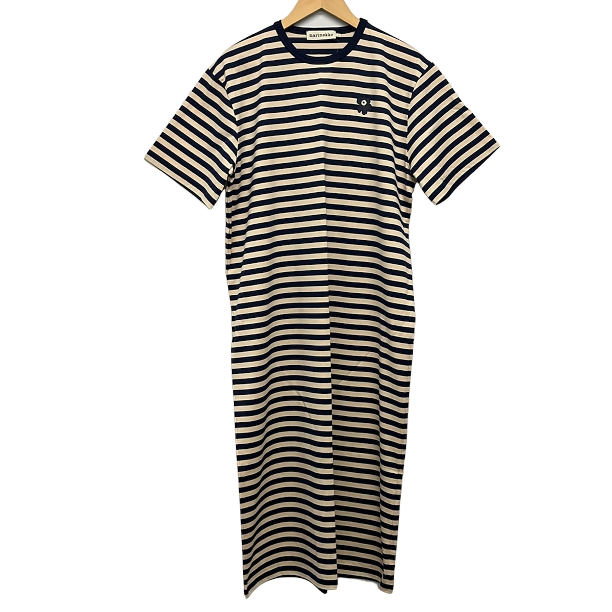 【新着】【中古】marimekko(マリメッコ) 衣裳 半袖/マキシ丈/ウニッコ/間借り人 ベージュ×ダークネイビー