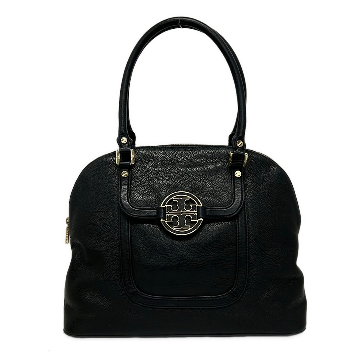 【新着】【中古】TORY BURCH(トリーバーチ) ハンドバック 黒×ゴールド なめし革